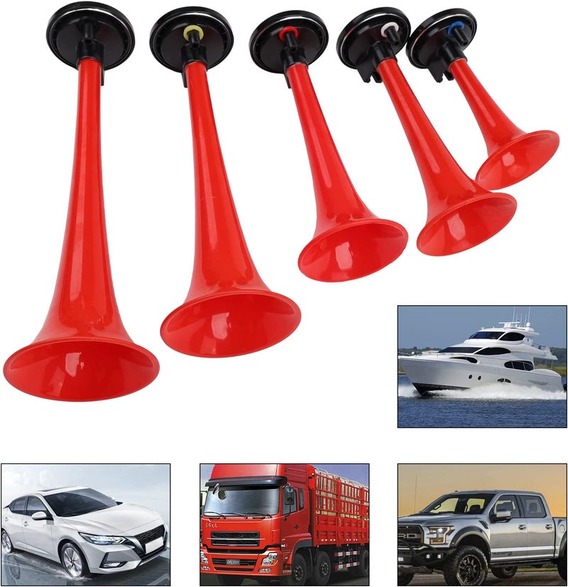 FARBIN بوق موسيقي 5 بوق موسيقي صوت هواء بوق مع ضاغط يعزف لحن لا كوكاراشا أحمر 12 فولت 150 ديسيبل للقطار الشاحنة السيارة القارب RV UTV الدراجة النارية (مجموعة أبواق لا كوكاراشا) - Image 2